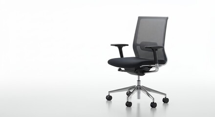 Modern Office Chair with Mesh Back Isolated on White Background
