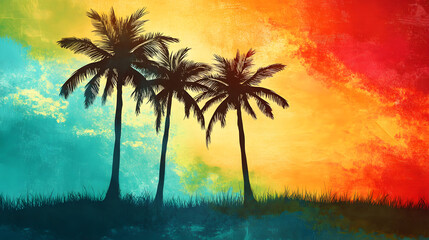 Panorama view on beautiful sunset and tropical beach. Relaxation and calmness beach holiday, resort or hotel. Summer vacation on tropical beach landscape	