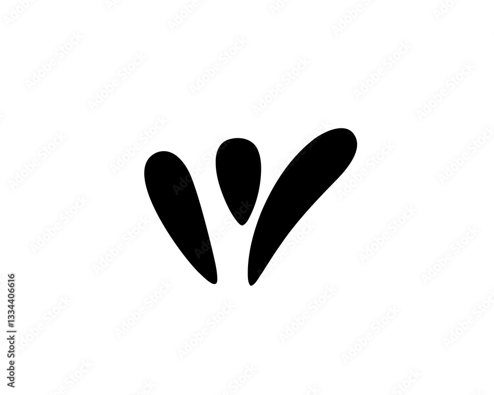 Aufkleber simple abstract image with three black leaf-like shapes that create a minimalistic and modern look.