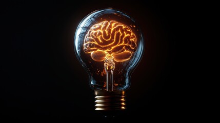 Illuminating creativity a 3d brain in a glowing lightbulb