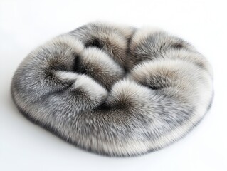 Luxurious silver fox fur collar showcased on a pristine white background ideal for winter fashion and apparel design projects.