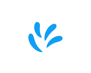 Minimalistic design of blue droplets forming an abstract shape against a light background.