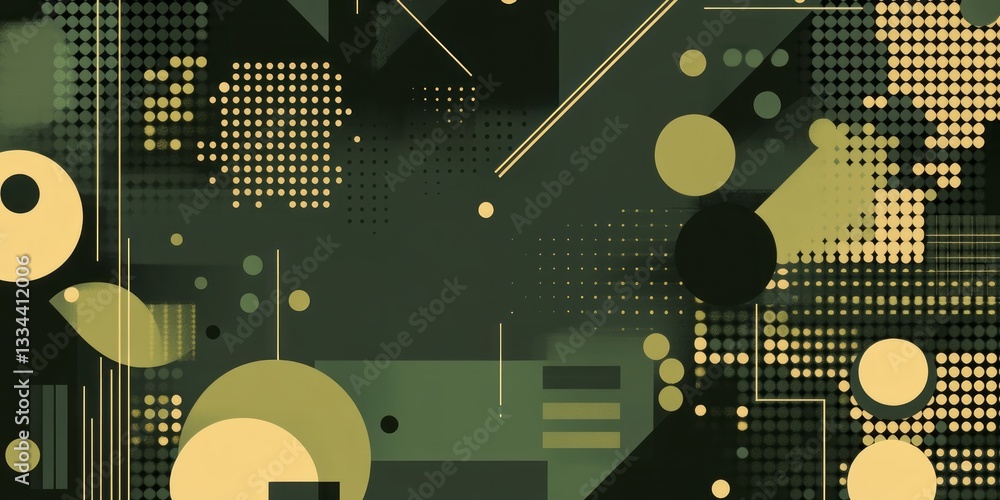 Poster geometric shapes and patterns compose a modern abstract design