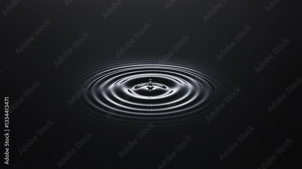 Poster a single drop of water creates a mesmerizing pattern of concentric circles against a black backgroun