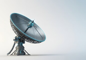 Modern Satellite Dish on Bright White Background – Precision Engineering for Global Connectivity