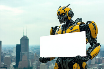construction worker holding blank sign