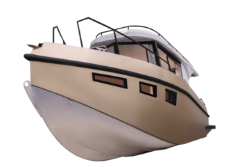 A yacht boat  isolated on white transparent background