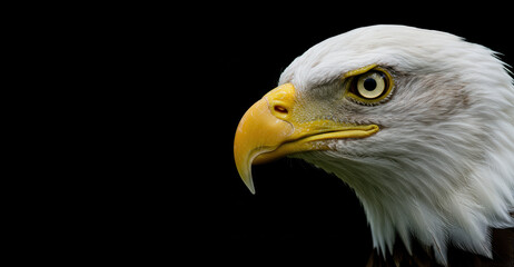 Fototapeta premium Bald Eagle Side Profile with Dark Background