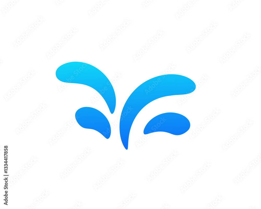 Poster abstract design with blue liquid waves and flowing curves; simple and elegant visual effect.