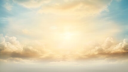 Obraz premium A serene panorama of clouds illuminated by a radiant light source in the sky above