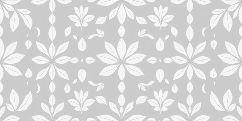 Fototapeta premium Subtle vector light grey leaf burst seamless pattern Elegant, modern design ideal for various applications, illustration, modern