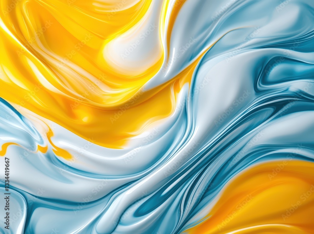 Aufkleber a vibrant abstract swirl of blue and yellow hues, creating a dynamic and fluid visual texture.