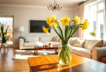 Sunlit Living Room Vibrant Yellow