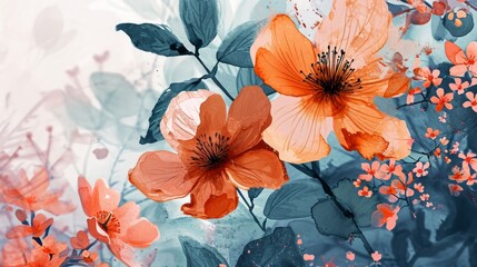Delicate minimalist watercolor floral illustration with subtle colors and gentle patterns created with artificial intelligence