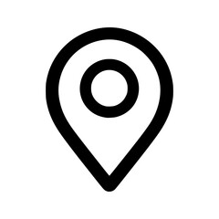 Black silhouette icon of a location pin