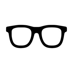 Fototapeta premium Black silhouette icon of rectangular eyeglasses symbolizing intellect