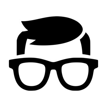 Black silhouette icon of a nerd with eyeglasses