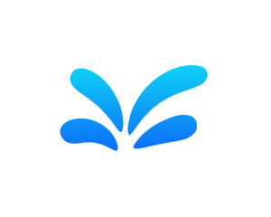 A simple and modern blue icon shows a water splash on a white background, symbolizing fluidity.