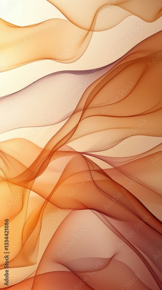 Poster soft flowing waves of orange and beige create a soothing abstract background suitable for various de