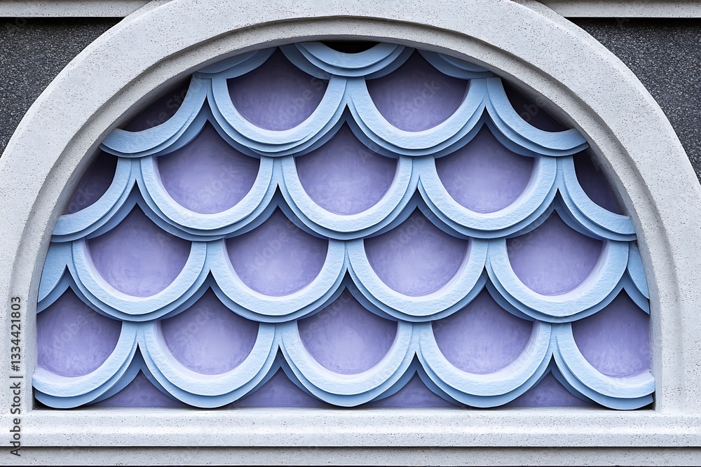 Poster architectural element with arched opening and overlapping semicircular forms