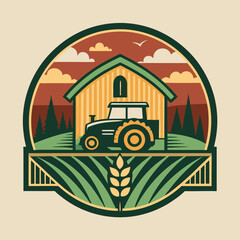 Obraz premium Organic farm Agriculture logo design, Agronomy plant icon