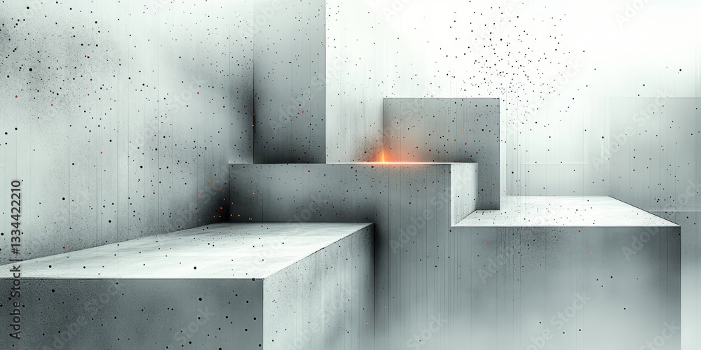 Aufkleber abstract geometric pattern minimalist design with isometric perspective and monochrome color palette