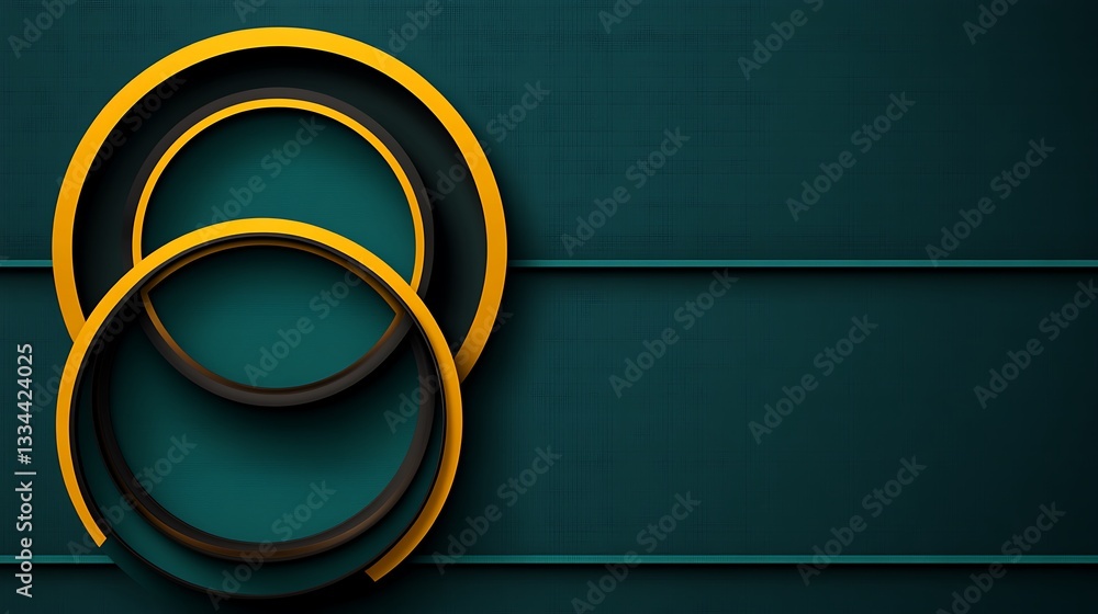 Poster elegant circular frame design against a dark cyan texture backdrop
