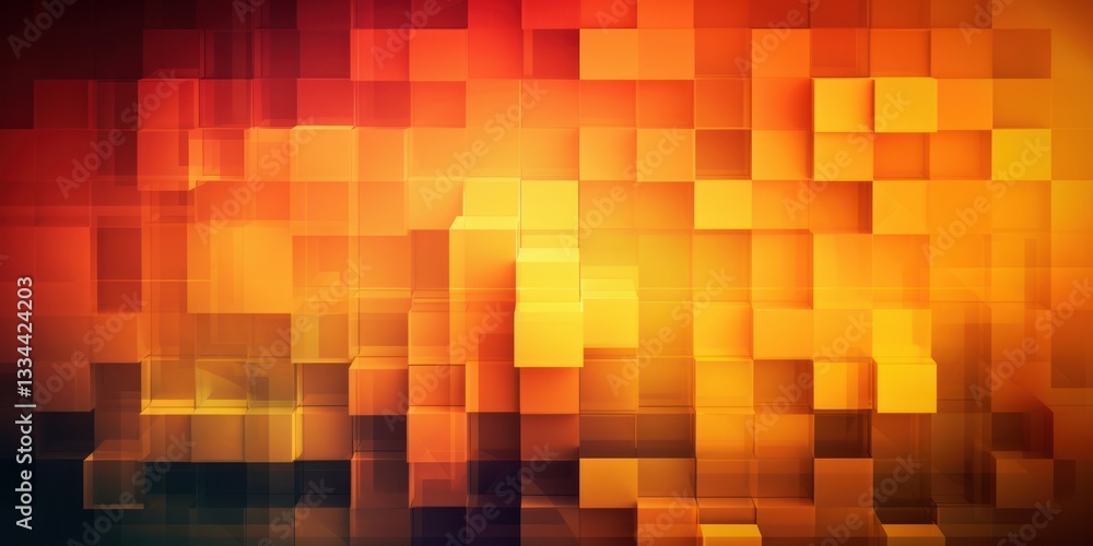 Aufkleber geometric abstract background with orange rectangles and lines, modern warm tones and minimalist des