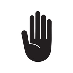 Hand icon, Black Silhouette Hand Symbol for Caution and Warning