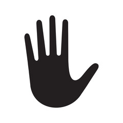 Hand icon, Black Silhouette Hand Symbol for Caution and Warning