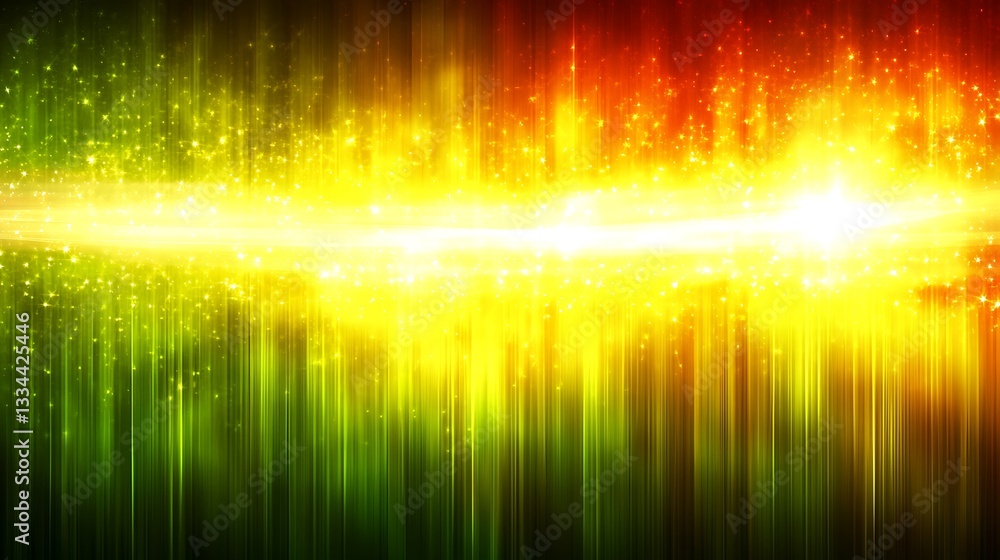 Poster luminous spectral flow of dynamic vertical light streaks with brilliant glow