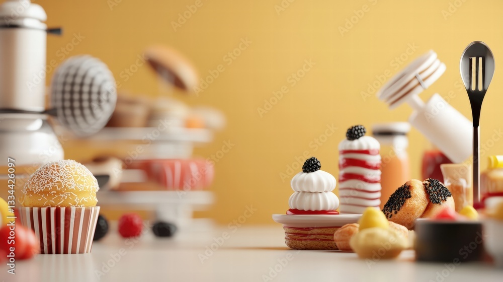 Poster colorful display of assorted cupcakes arranged on a table creating a festive and joyful atmosphere