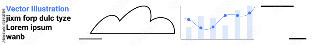 Aufkleber abstract cloud with data graph featuring bars and line plot. ideal for technology, analytics, data t