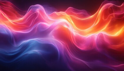 Fototapeta premium Vibrant Abstract Gradient Artwork with Flowing Curves and Smooth Neon Waves in Blue Pink Yellow