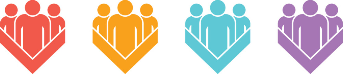 Vibrant Vision Logo: Teams United in Collaborative V-Shaped Success