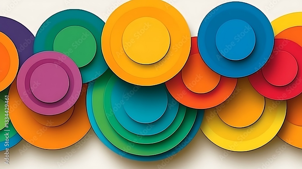 Poster vibrant circle layers create a modern and playful abstract composition
