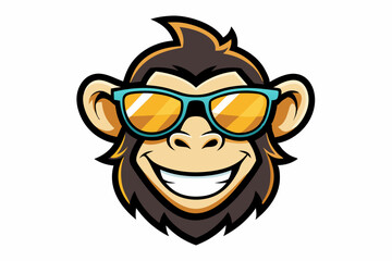 funny monkey head with sunglasses logo vector