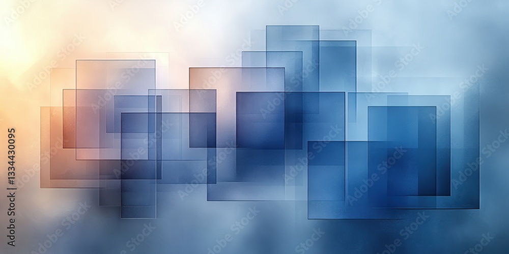 Aufkleber blue abstract geometric design with overlapping rectangles and modern digital art background