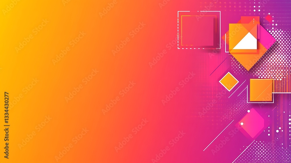 Aufkleber Vibrant gradient background with dynamic geometric shapes composition