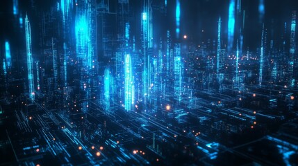 Analyzing forex trends financial market abstract candlestick chart digital environment vibrant viewpoint glowing concept