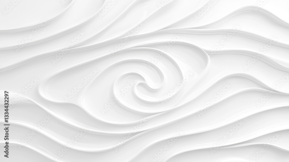 Poster A white abstract design with a spiral pattern.