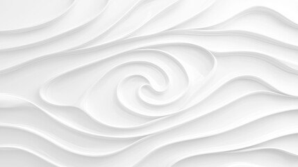 A white abstract design with a spiral pattern.