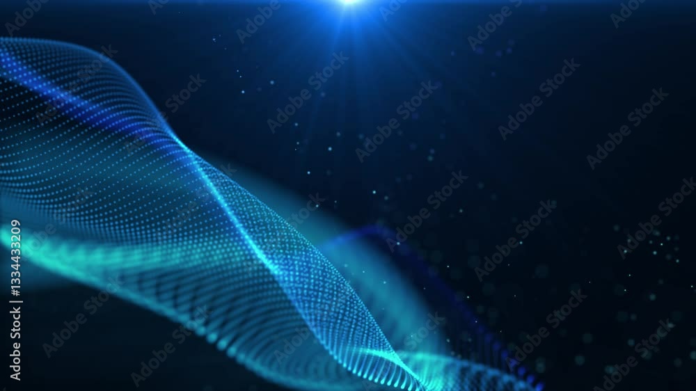 Poster blue smooth futuristic abstract waving shape evolving in a seamless loop. elegant abstract technolog