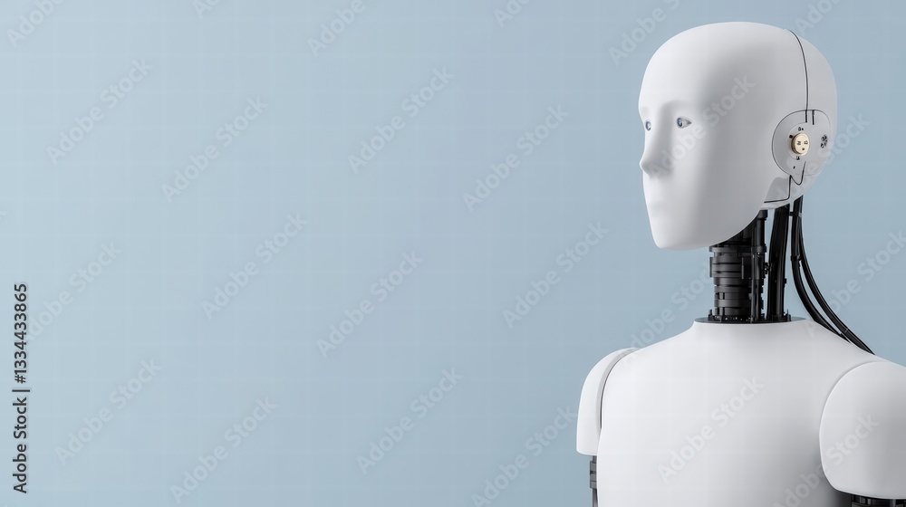 Aufkleber futuristic robot with a key in its mouth symbolizing advanced technology and mechanical intelligence