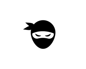Simple black ninja icon with mask and eyes represents stealth and mystery in minimal design. © Богдан Скрипник