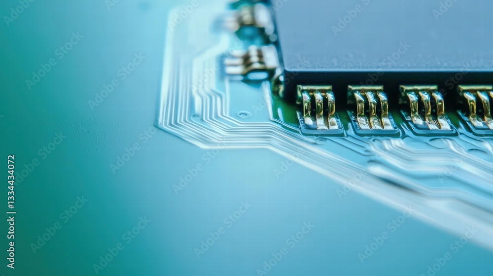 Poster close-up view of a microprocessor with intricate circuit patterns highlighting its advanced technolo