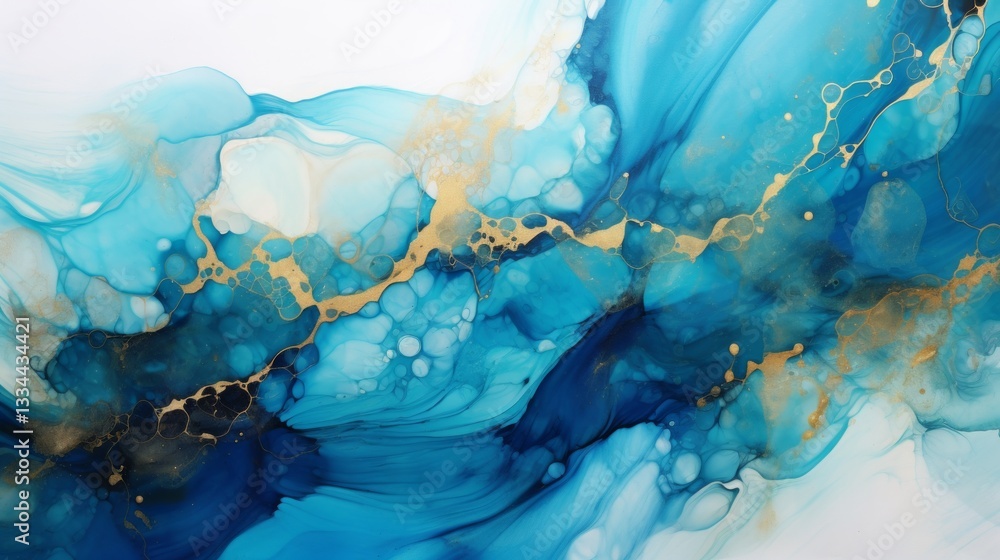 Poster captivating abstract backdrop featuring flowing shades of azure and cerulean blue with shimmering go