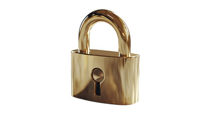 Naklejka premium 3d render of gold padlock with transparent background