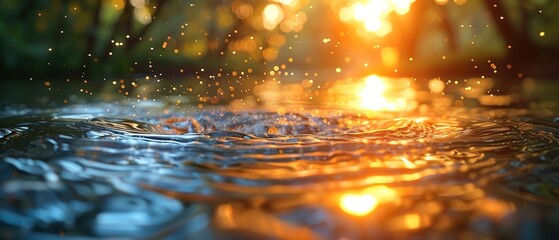 Liquid Light Refraction in Golden Hour - Dynamic Water Interaction for Product Design