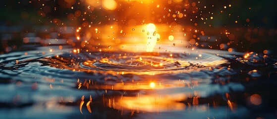 Liquid Light Refraction in Golden Hour - Dynamic Water Interaction for Product Design